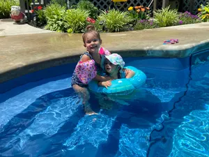 Children Swimming Backyard Pool Ball Ground