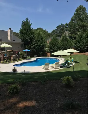 Elevated View Freeform Pool Lounge Chairs Ball Ground