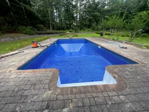 New Blue Liner Corner Steps Brick Patio