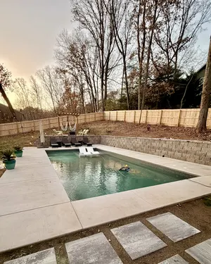 Sunset In Ground Pool Retaining Wall Fence