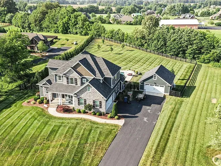 Aerial Roofing Stone Home Contracting project in Oklahoma City, OK