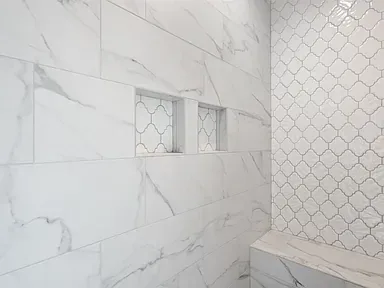 Marble Tile Shower Remodeling project in Oklahoma City, OK