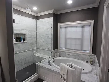 Bathroom Remodel Marble Tile Shower project in Oklahoma City, OK