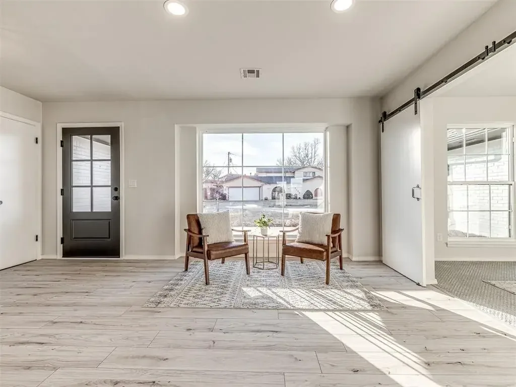 Remodeled Living Room Barn Door project in Oklahoma City, OK