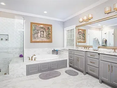 Remodeled Master Bathroom Gray Vanity project in Oklahoma City, OK