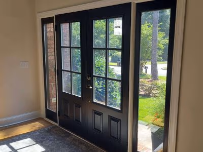 Black Nine Lite Entry Door Sidelights Interior