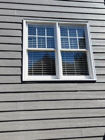 Double Hung Window Blinds Gray Lap Siding