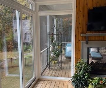 Enclosed Porch Sliding Door Wood Ceiling