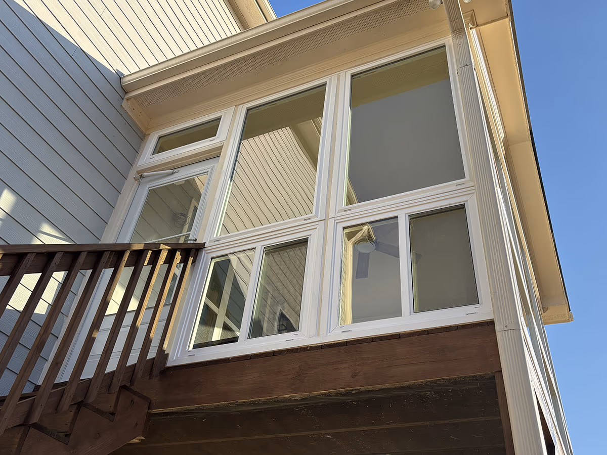 Enclosed Porch White Windows Deck Stairs