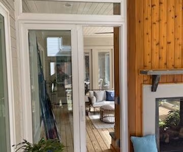 Exterior French Door Transom Cedar Siding