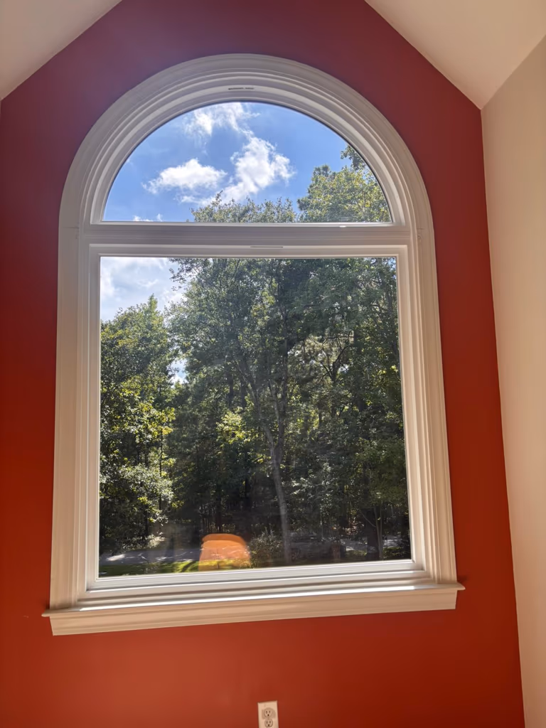 Interior Arched Double Hung Red Wall
