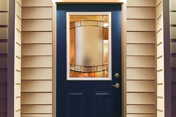 Navy Entry Door Decorative Glass Insert