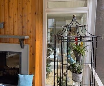 Screened Porch Door Plant Stand Fireplace