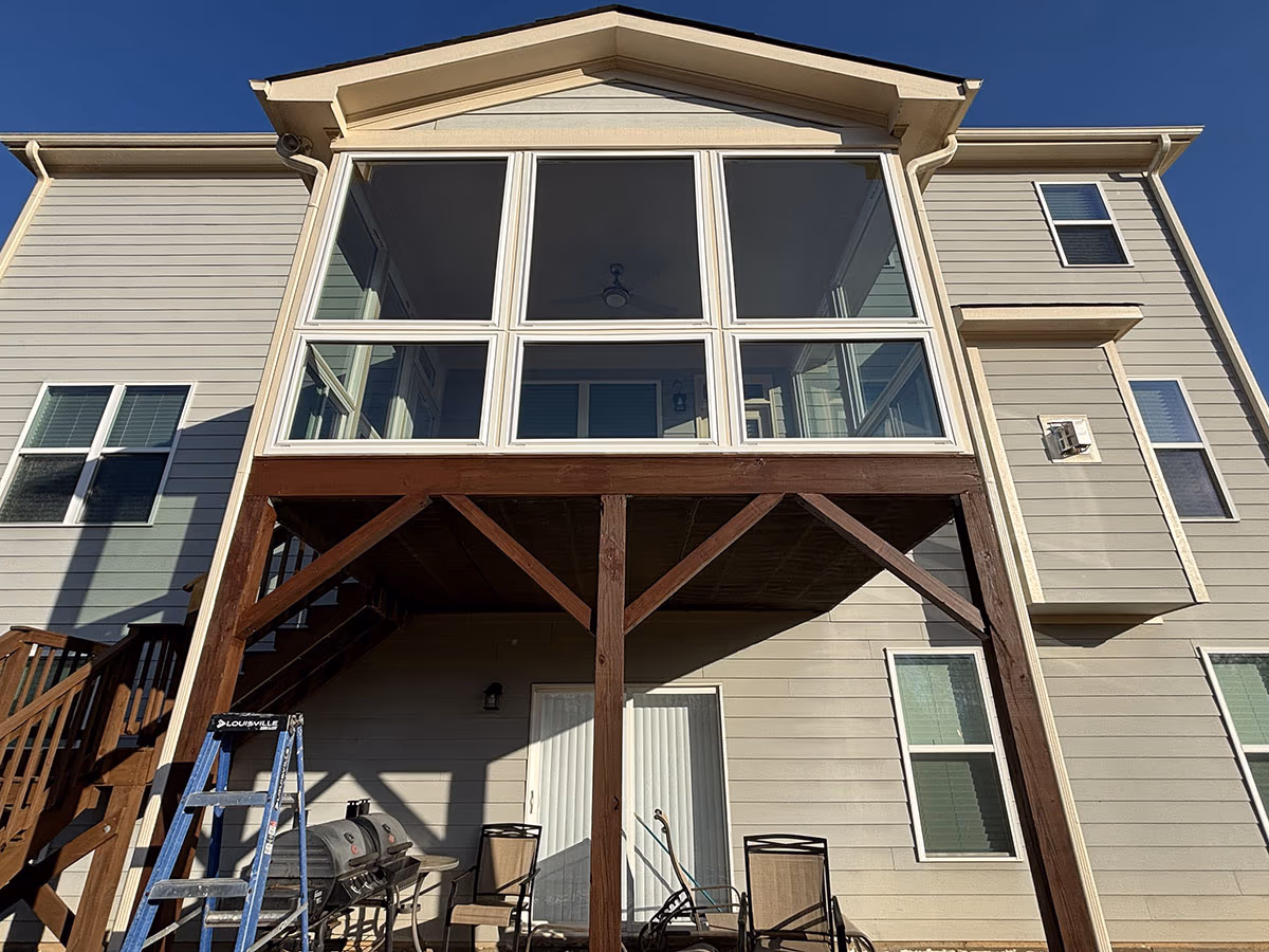Screened Porch Large Windows Elevated Deck