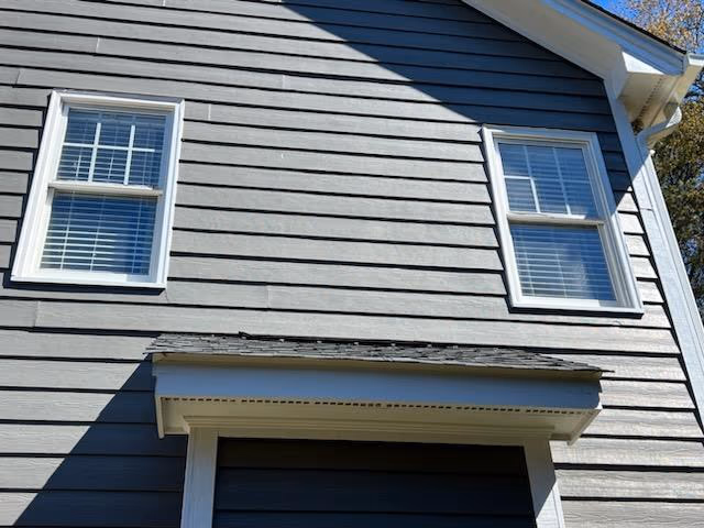 Upper Floor Double Hung Pair Blue Siding