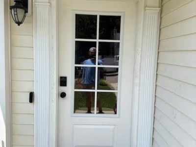 White Full Lite Grille Door Vinyl Siding