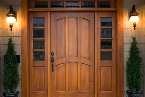 Wood Entry Door Sidelights Transom Cedar Siding